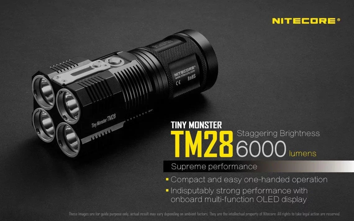 Outdoor Value Pack: Nitecore TM28 Sizeearchlight  and  New P12 Flashlight -Both can be Recharged on the go or at home