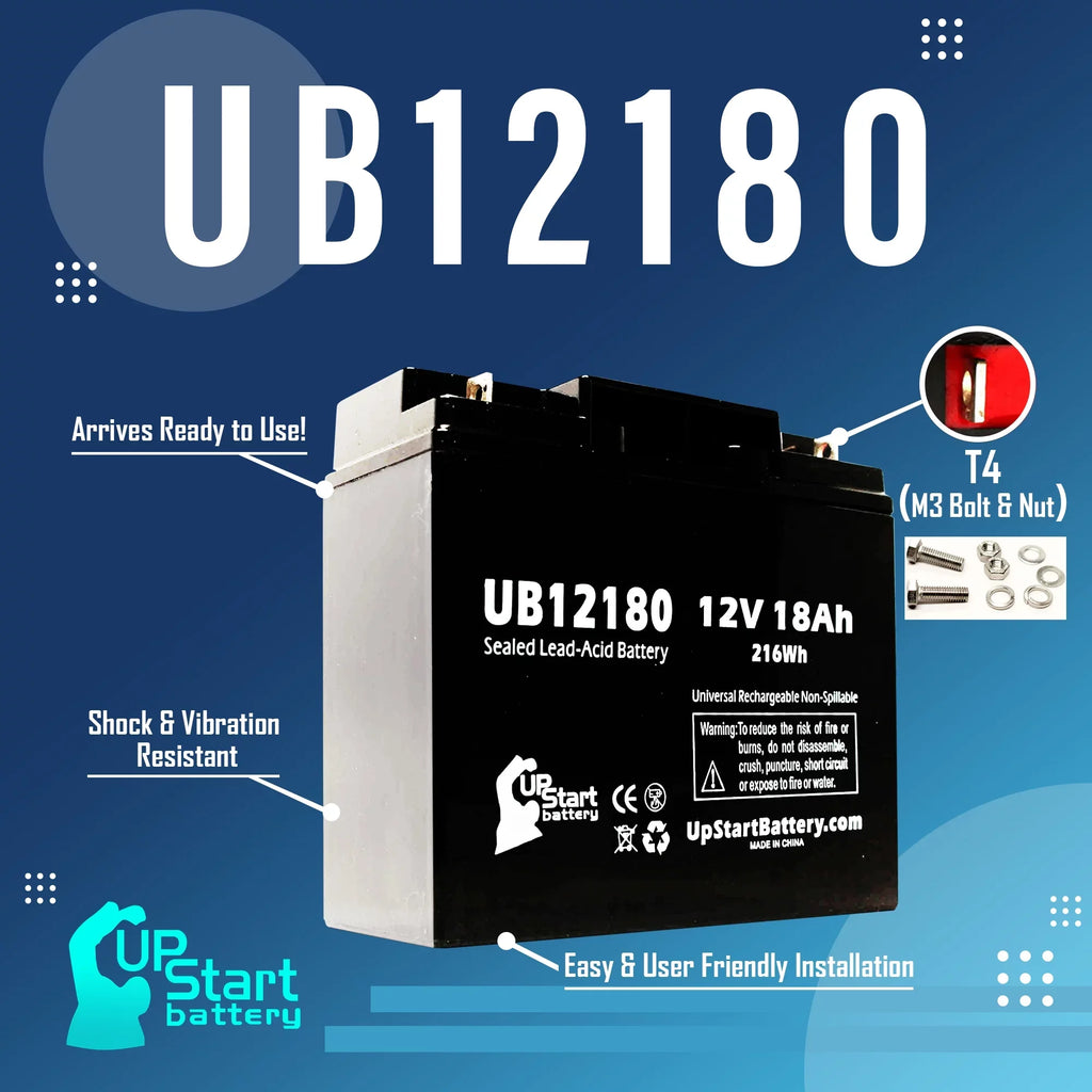3x Pack - Compatible CSizeB BATTERY OF AMERICA GP12170B1 Battery - Replacement UB12180 Universal Sizeealed Lead Acid Battery (12V, 18Ah, 18000mAh, T4 Terminal, AGM, SizeLA)