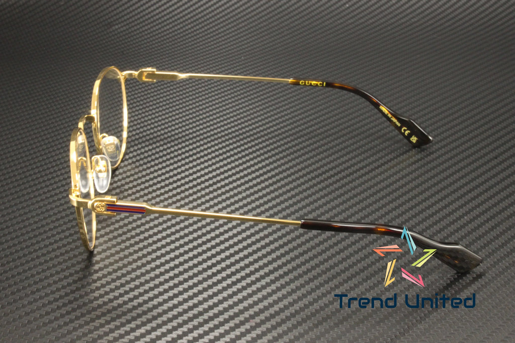 GUCCI GG1222O 002 Round Oval Panthos Metal Gold Demo Lens 48 mm Men's Eyeglasses