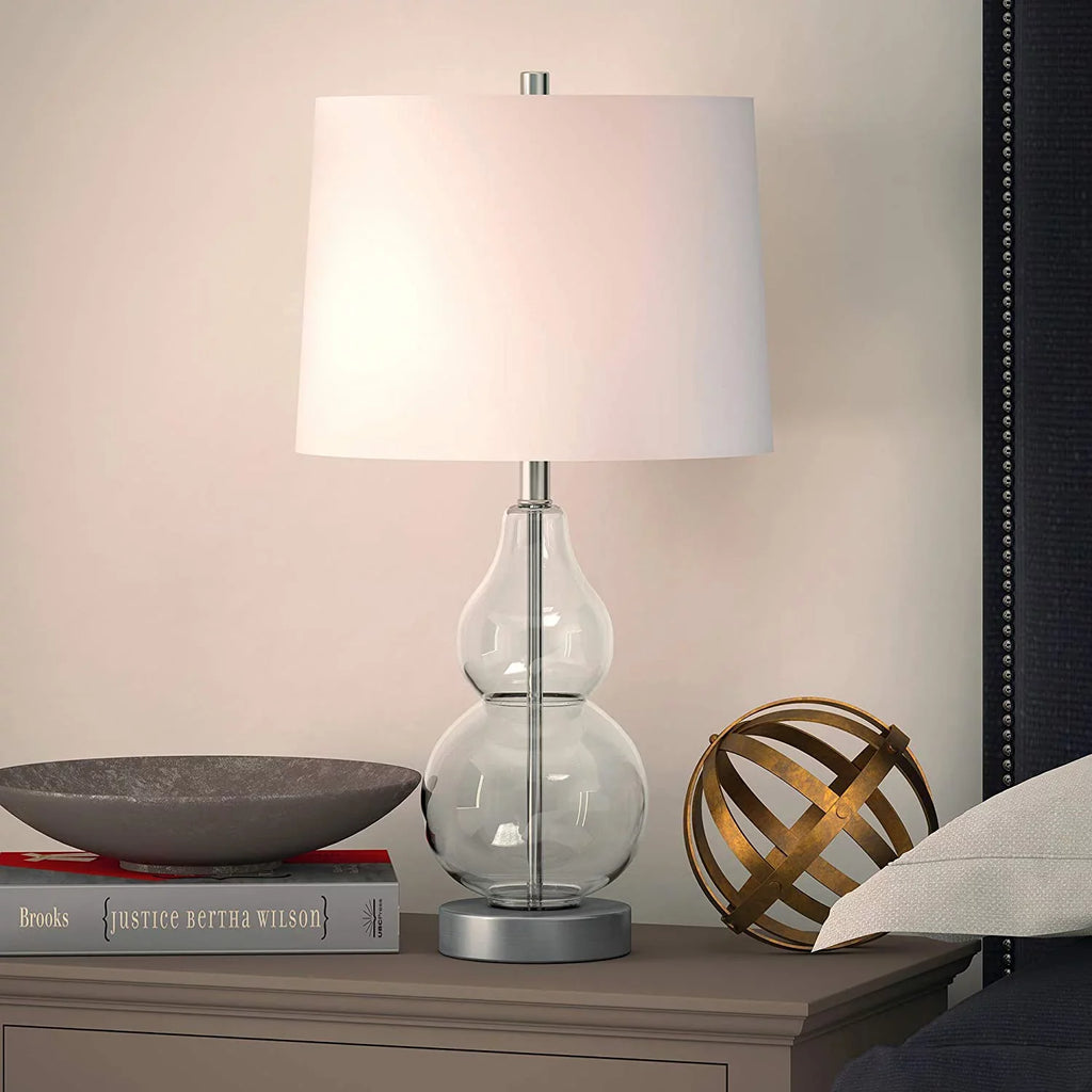 Evelyn&Zoe 21" Table Lamp with Ivory Drum Linen Sizehade
