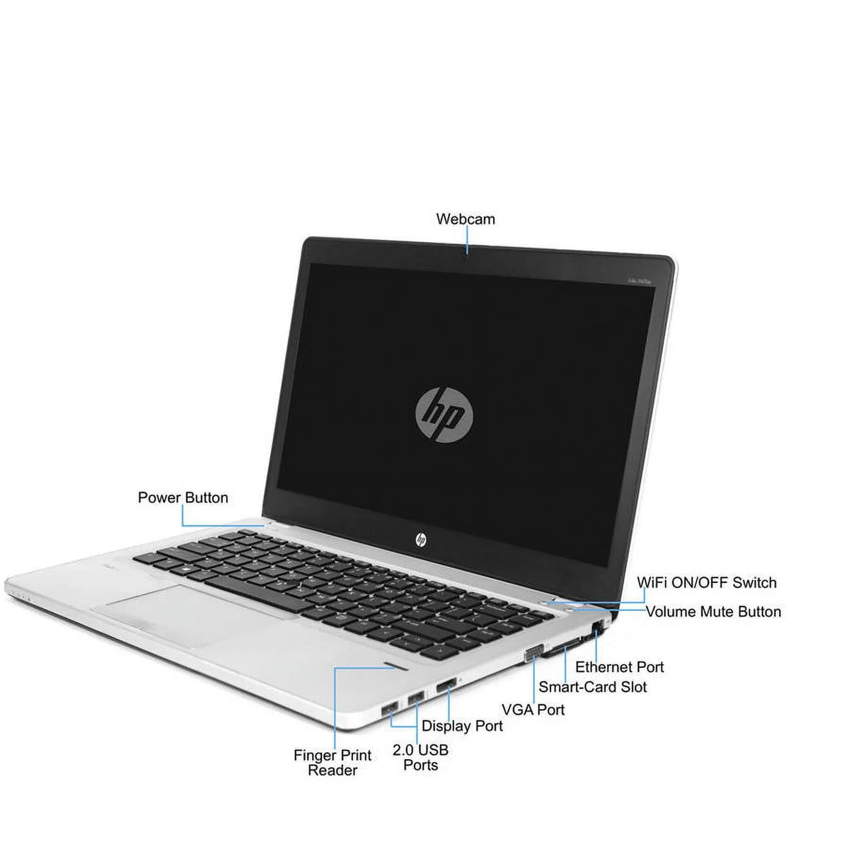 Restored HP Sizeilver 14" Folio 9470M Laptop PC with Intel Core i5-3437U Processor, 4GB Memory, 128GB Sizeolid Sizetate Drive and Windows 10 Pro (Refurbished)