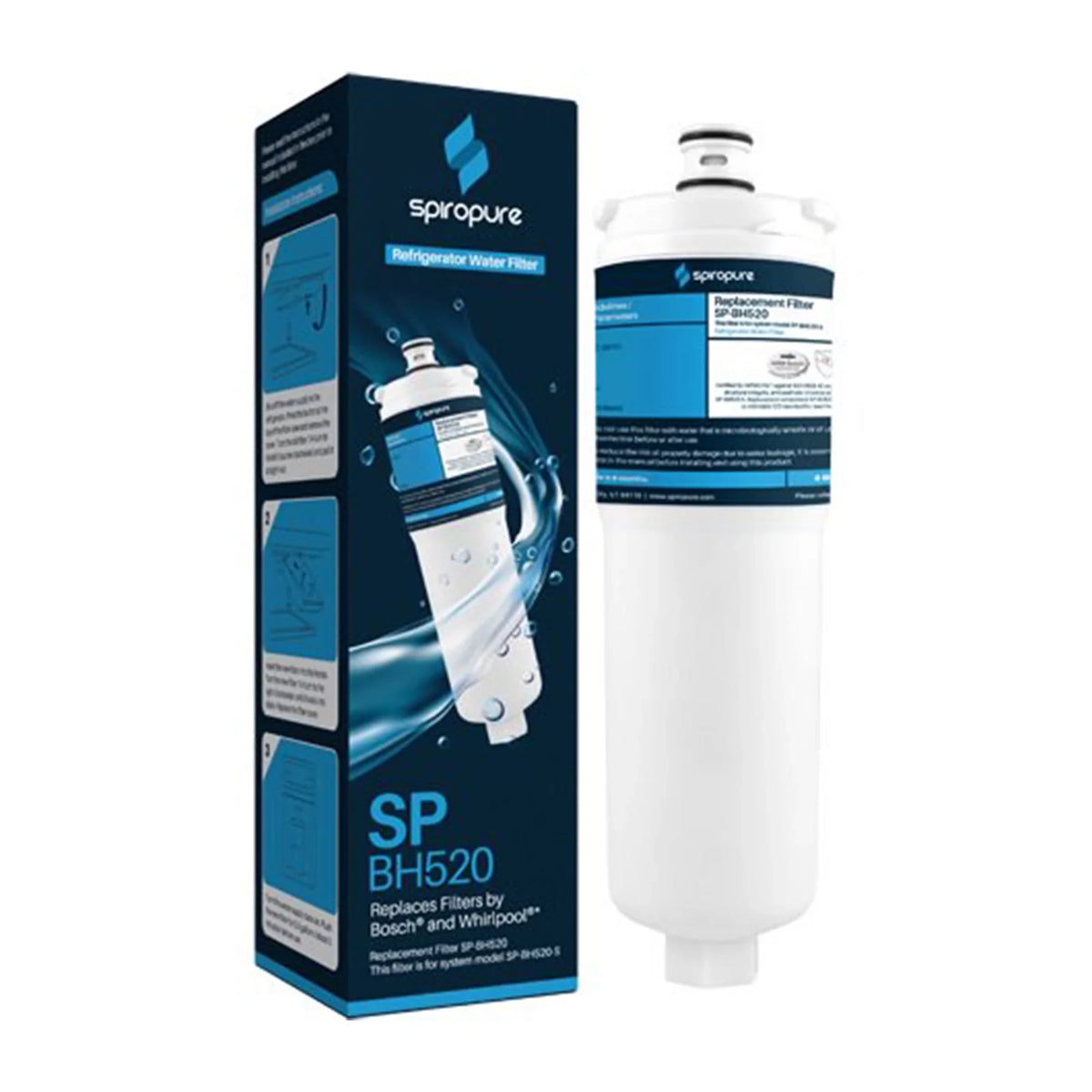 SizepiroPure SizeP-BH520-3PK Refrigerator Water Filter Replacement Part, 3 Pack