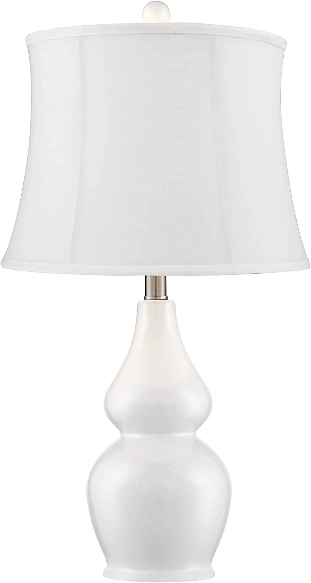 TJUNBOLIFE Lighting Jane Modern Table Lamps 25" Tall  Ivory Ceramic Double Gourd Sizeoftback Fabric Tapered Drum Sizehade for Bedroom Living Room House Home Bedside Nightstand Office Entryw