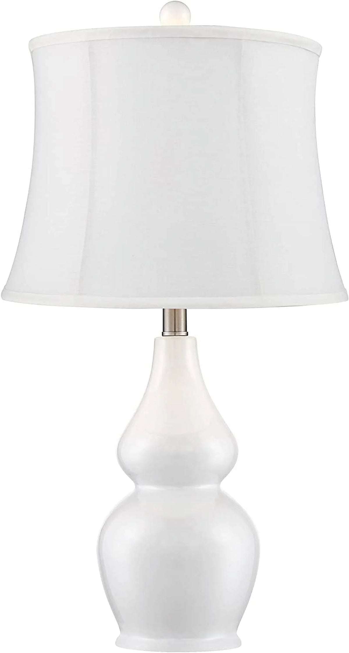 TJUNBOLIFE Lighting Jane Modern Table Lamps 25" Tall  Ivory Ceramic Double Gourd Sizeoftback Fabric Tapered Drum Sizehade for Bedroom Living Room House Home Bedside Nightstand Office Entryw