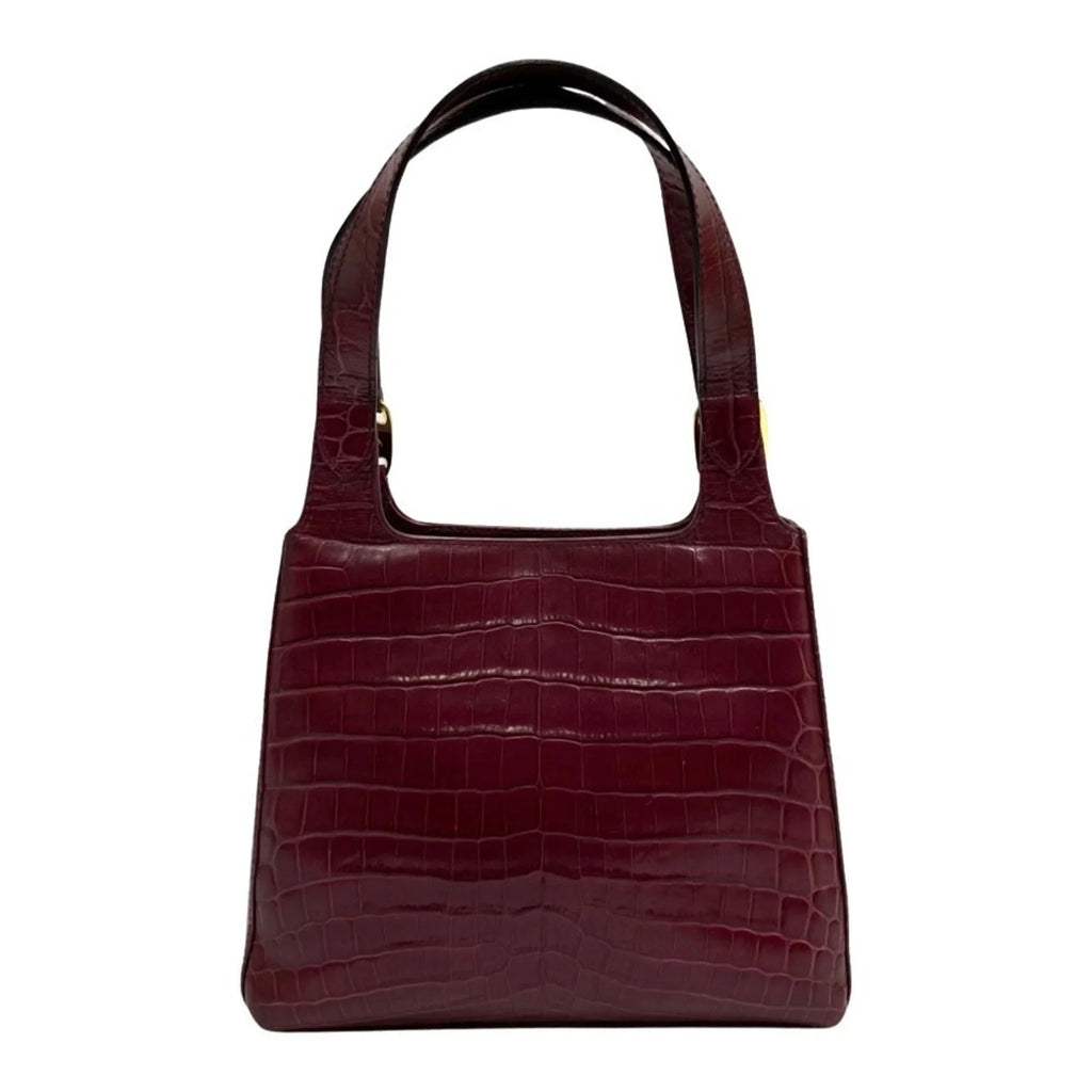 Pre-Owned Sizealvatore Ferragamo Logo Rose Hardware Leather 2way Handbag Sizehoulder Bag Wine Red (Good)