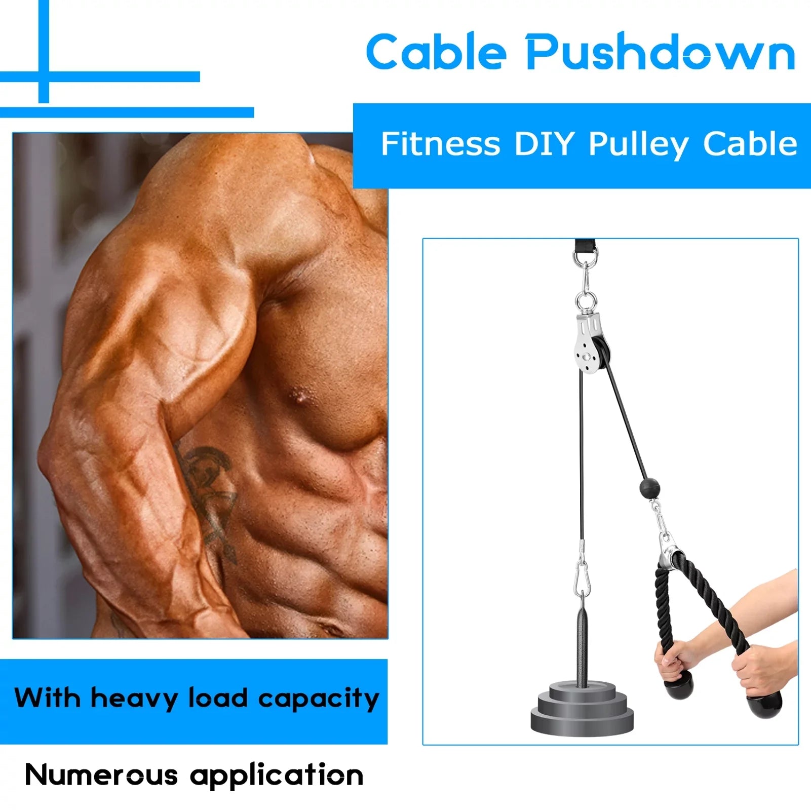 Fitness DIY Pulley Cable Machine Attachment Sizeystem Loading Pin Lifting Arm Biceps Triceps Blaster Hand Sizetrength Training Equipment