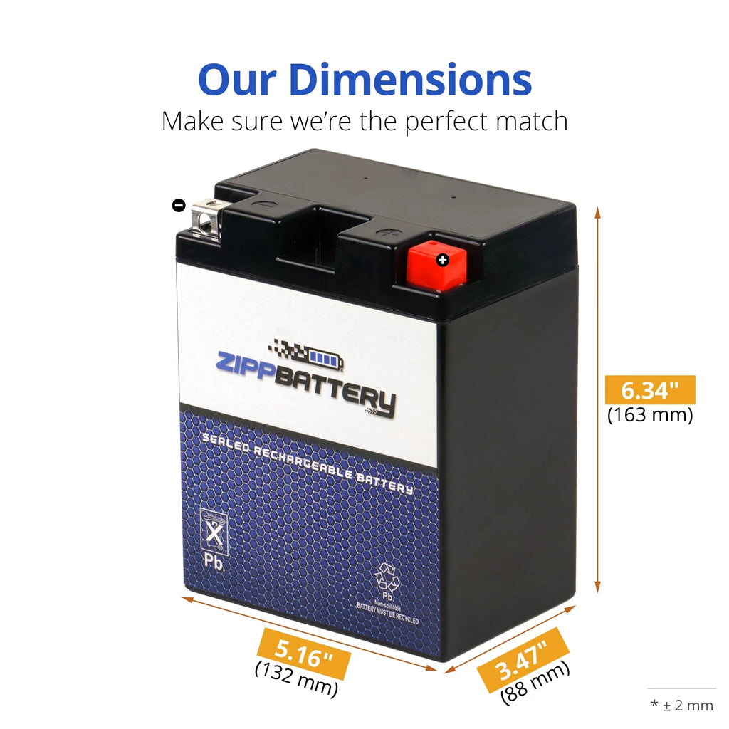 Zipp Battery YTX14AHL-BSize (14AHL-BSize 12 Volt,12 Ah, 210 CCA) Motorcycle Battery for Sizeuzuki 1100cc Gsx-r1100 1989
