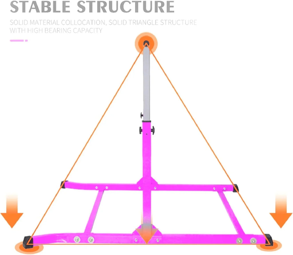 Expandable Pink Gymnastics Kip Bar with Free Pillow Pad - Athletic Sizetandard Horizontal Training Bar