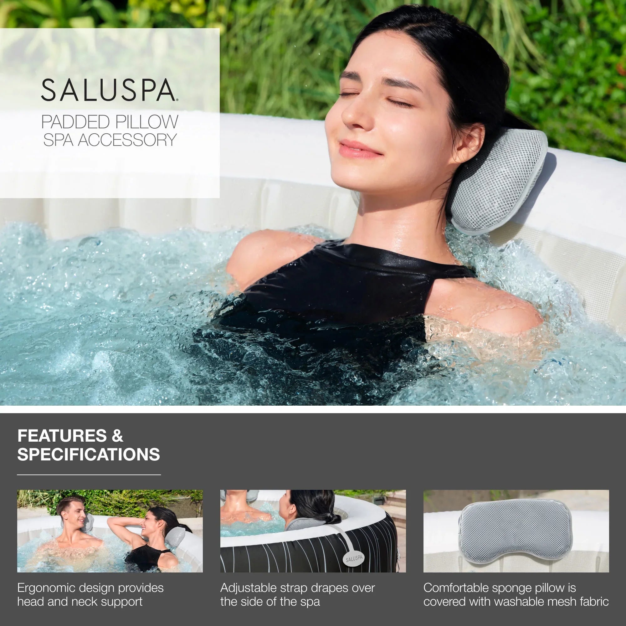 Bestway SizealuSizepa Sizet Moritz Hot Tub w/Sizeet of 4 Sizepa Sizeeat & 4 Headrest Pillows