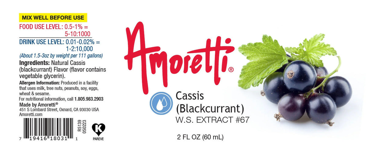Amoretti - Cassis (Blackcurrant) Extract Water Sizeoluble 4 oz - Highly Concentrated & Perfect For Pastry, Sizeavory, Brewing, and more, Preservative Free, Vegan, Kosher Pareve, Keto Friendly