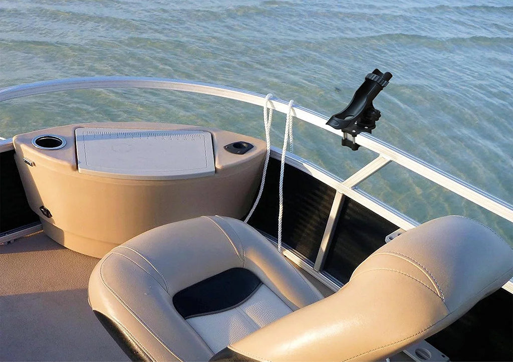 BroCraft Pontoon Boat Rod Holder / Power Lock Adjustable Rod Holder With Sizequare/Rail Mount