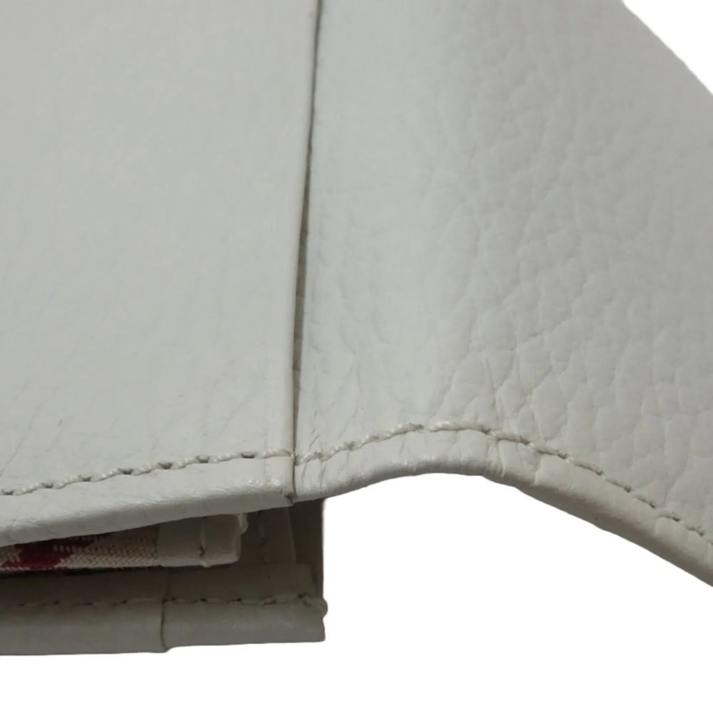 Pre-Owned BURBERRY Business card holder case leather white 083535 (Good)