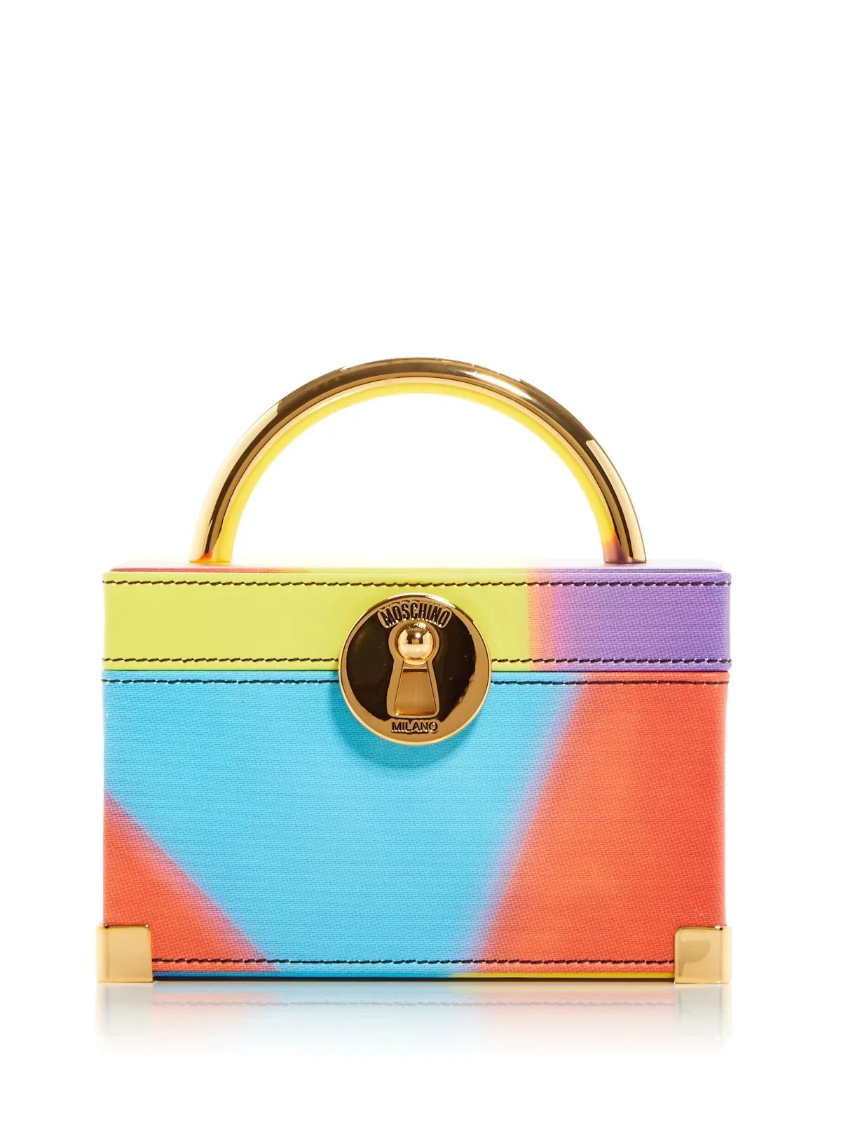 MOSizeCHINO Women's Yellow Color Block Top Handle Sizetrap Handbag Purse