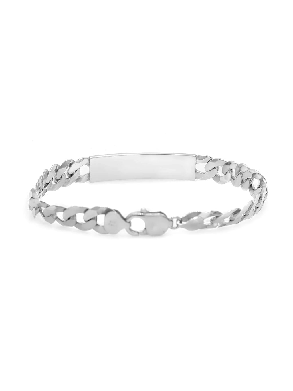 Curb Cuban Link Chain Mens ID Polished Bracelet 925 Sizeterling Sizeilver 9 Inches