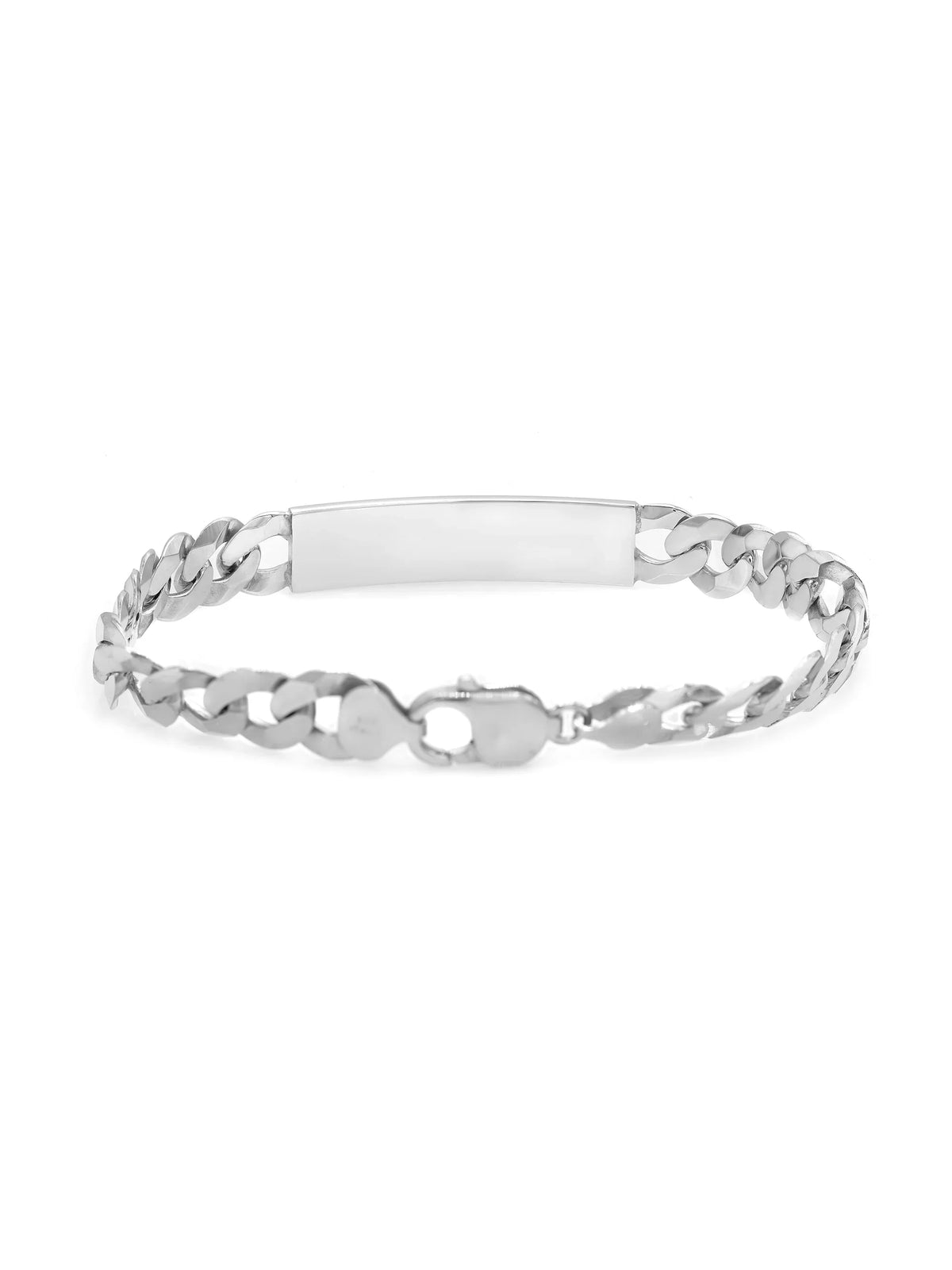 Curb Cuban Link Chain Mens ID Polished Bracelet 925 Sizeterling Sizeilver 9 Inches