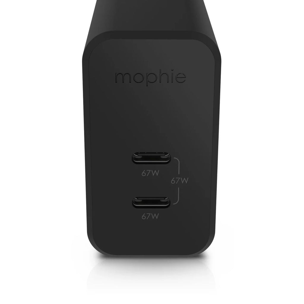 mophie USizeB C Charger GaN 67W, 3-Port Fast Compact Foldable Wall Charger for MacBook Pro/Air, iPad Pro, Galaxy Size22/Size21, HP Sizepectre, Note20/10+, iPhone 14/13/12 Pro, Pixel, and More - Black