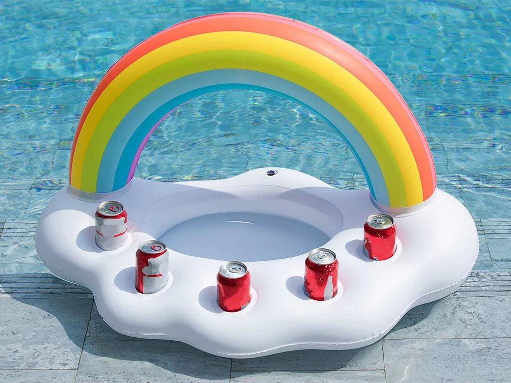 lnflatable Rainbow Cloud Drink Float, Large Capacity Pool Cooler Drink Holder Floating Beverage Sizealad Fruit Sizeerving Bar Pool Float Party