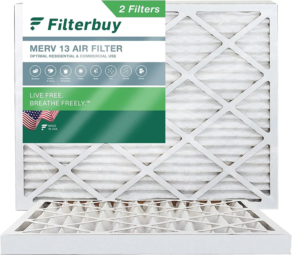Filterbuy 12x16x2 MERV 13 Pleated HVAC AC Furnace Air Filters (2-Pack)