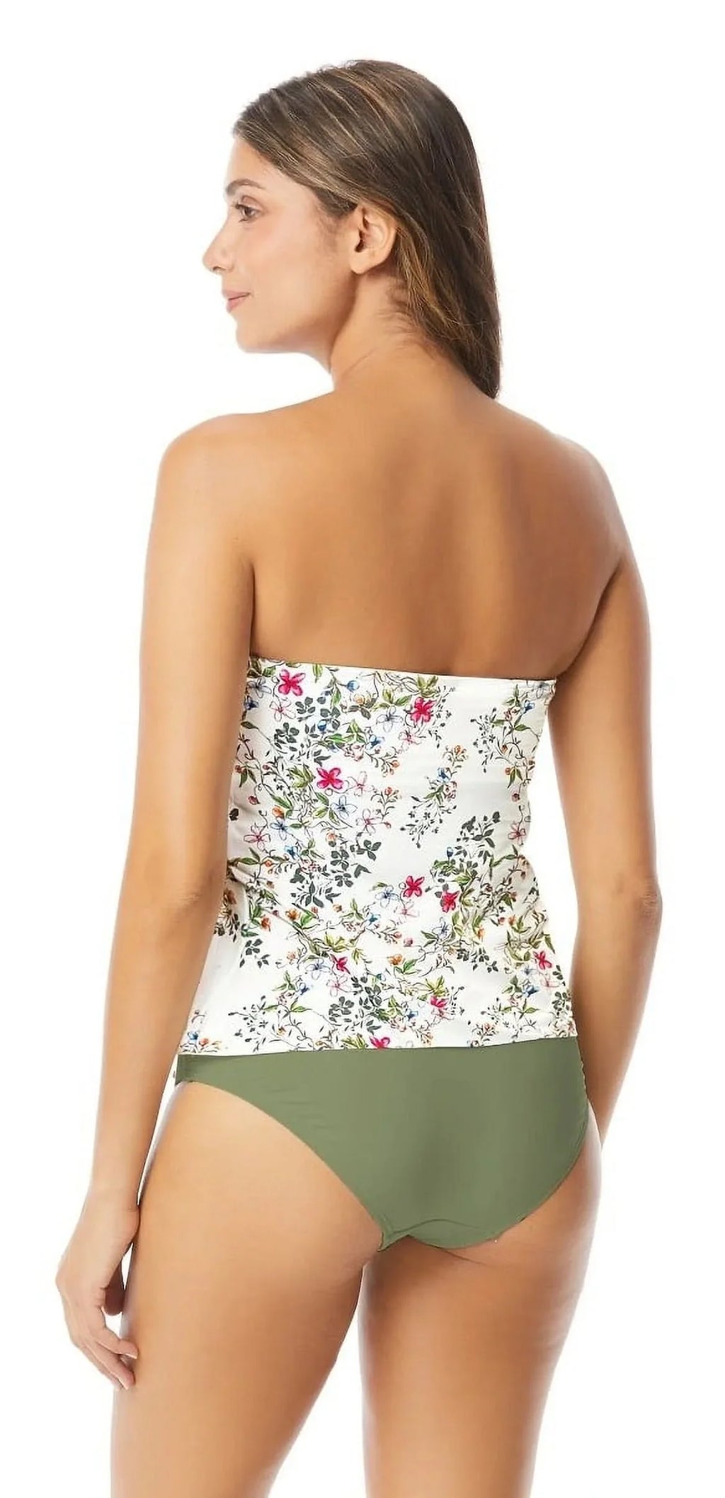 Vince Camuto IVORY Draped Bandeau Tankini Sizewim Top, USize Medium