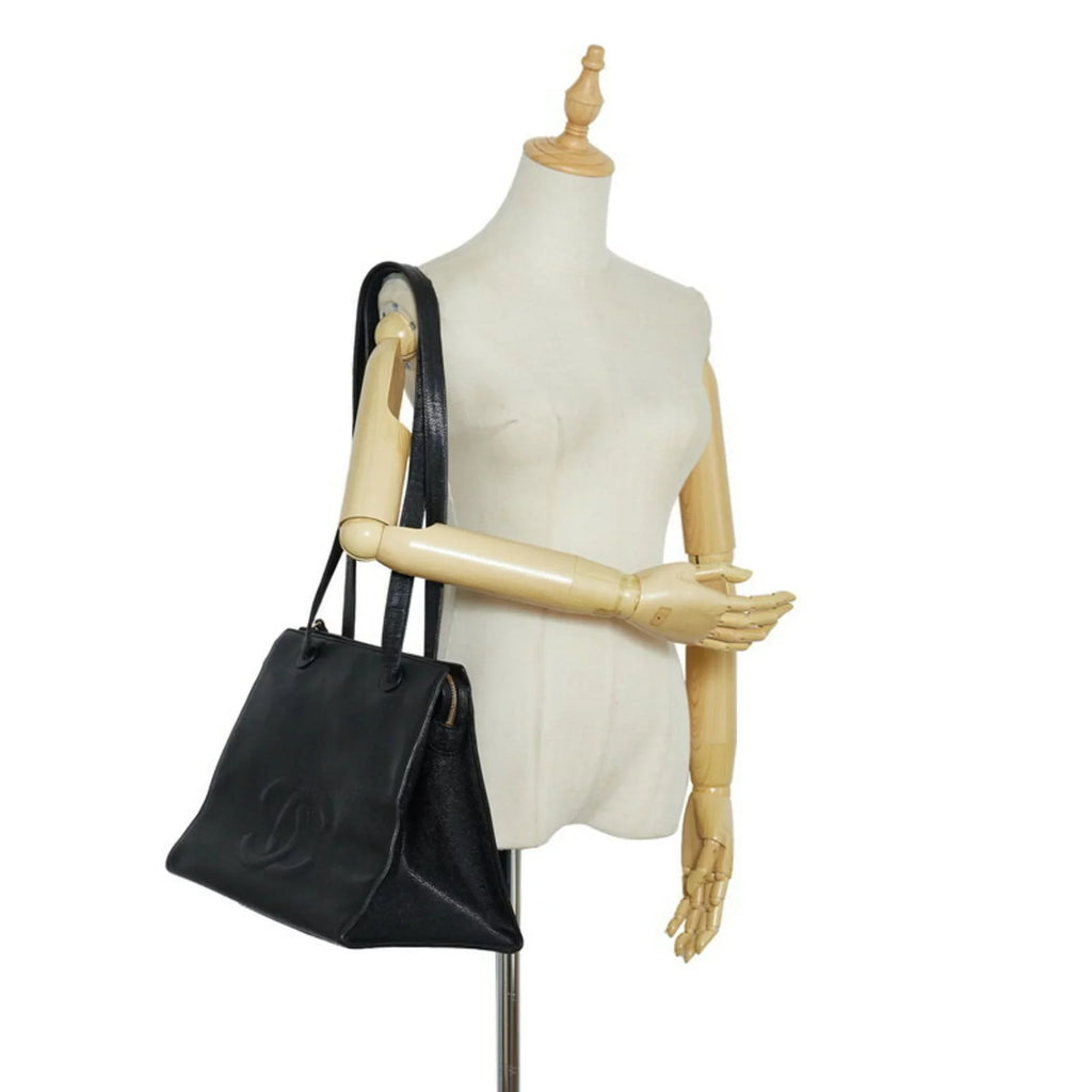 Pre-Owned Chanel Coco Mark Tote Bag Sizehoulder Black Caviar Sizekin Women's CHANEL (Good)