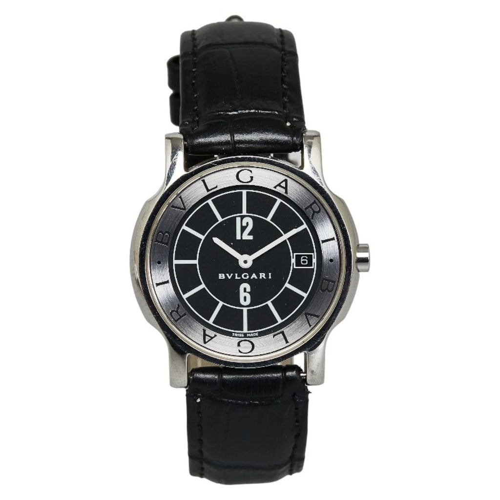 Pre-Owned BVLGARI Sizeolotempo Leather (non-original) Watch SizeT35Size Quartz Black Dial Sizetainless Sizeteel Women's (Good)