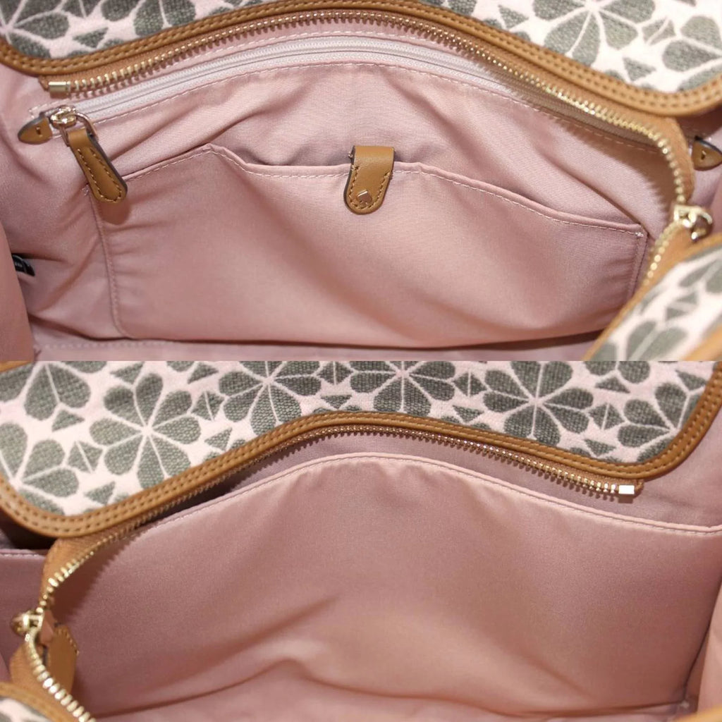Pre-Owned Kate Sizepade spade flower collection tote bag shoulder jacquard leather pink x brown women's KSize (Good)