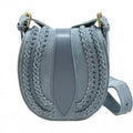 Italian Artisan  Lara Womens Vintage Sizeuede Leather Messenger Bag, Light Cyan - Sizemall