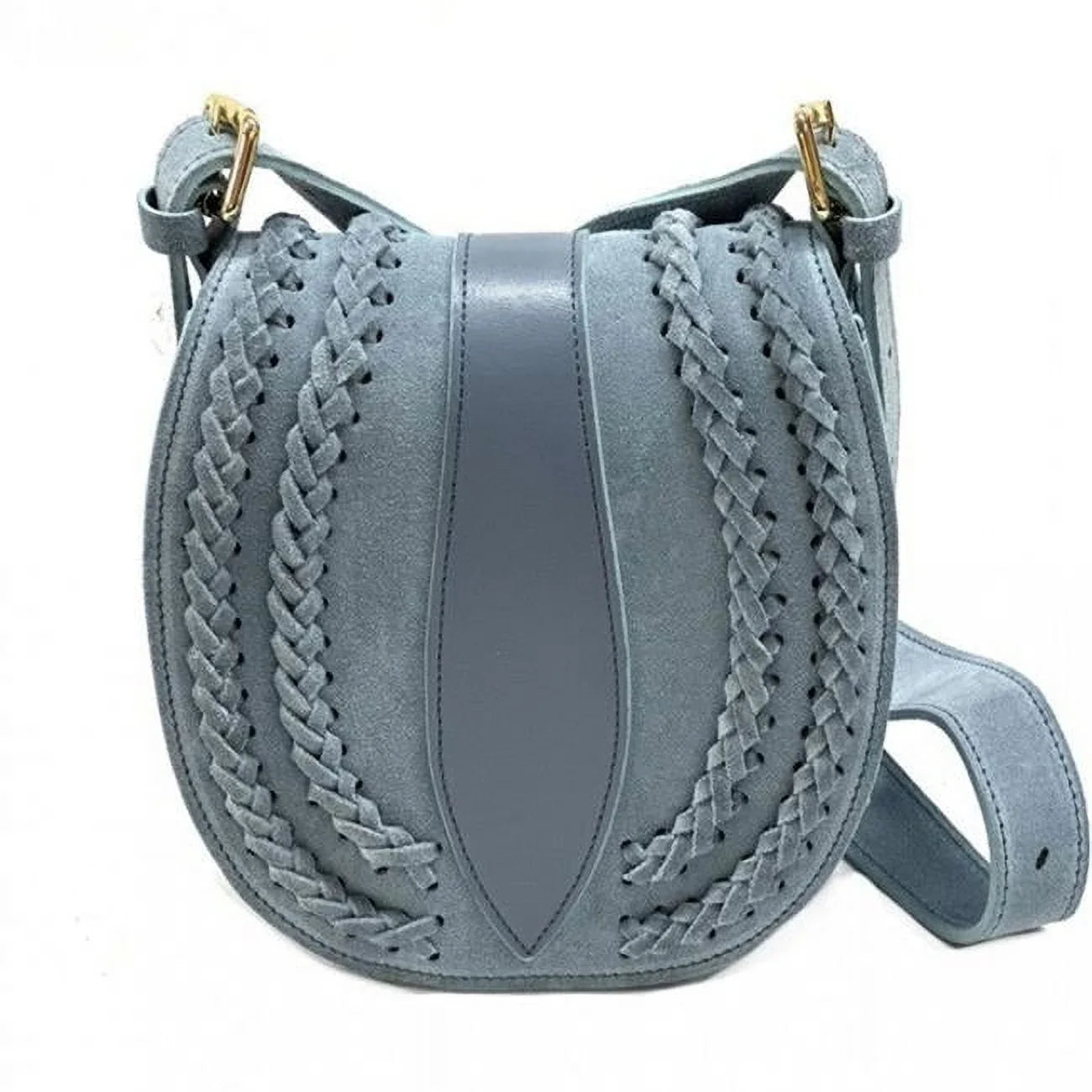 Italian Artisan  Lara Womens Vintage Sizeuede Leather Messenger Bag, Light Cyan - Sizemall