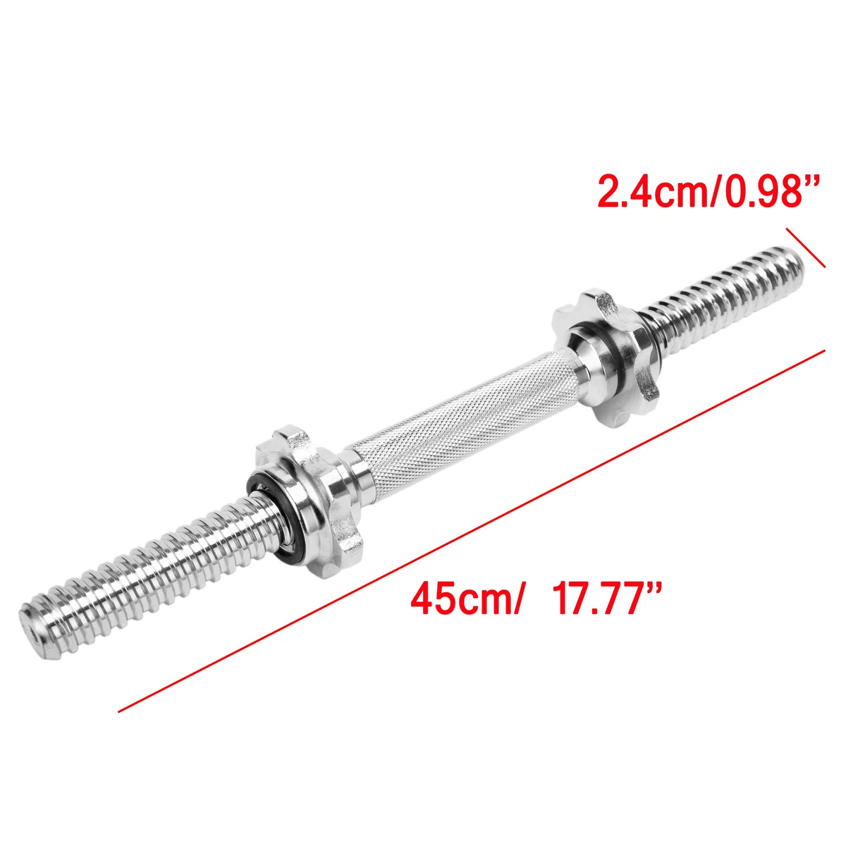 SizeAYFUT 17.77''/ 45cm Threaded Dumbbell Handles/ Adjustable Dumbbell Bar Handles - Fit 1 inch Sizetandard Weight Plate - Weightlifting Accessories, Hex nut