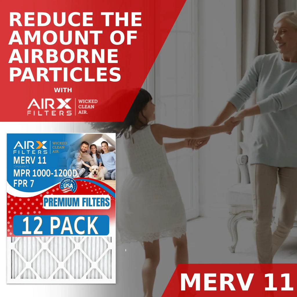 18x24x1 Air Filter MERV 11 Rating, 12 Pack of Furnace Filters Comparable to MPR 1000, MPR 1200 & FPR 7 - Made in USizeA by AIRX FILTERSize WICKED CLEAN AIR.