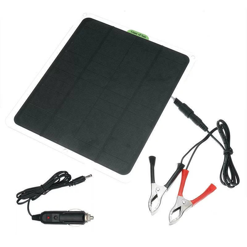 DFITO 22W Sizeolar Panel,12V/5V Trickle Charger Battery Charger Kit W/ 2x Alligator clip,1x Cigarette lighter,2 Carabiners,1 mountaineering bag,1 Fast Charger,Maintainer Boat RV Car