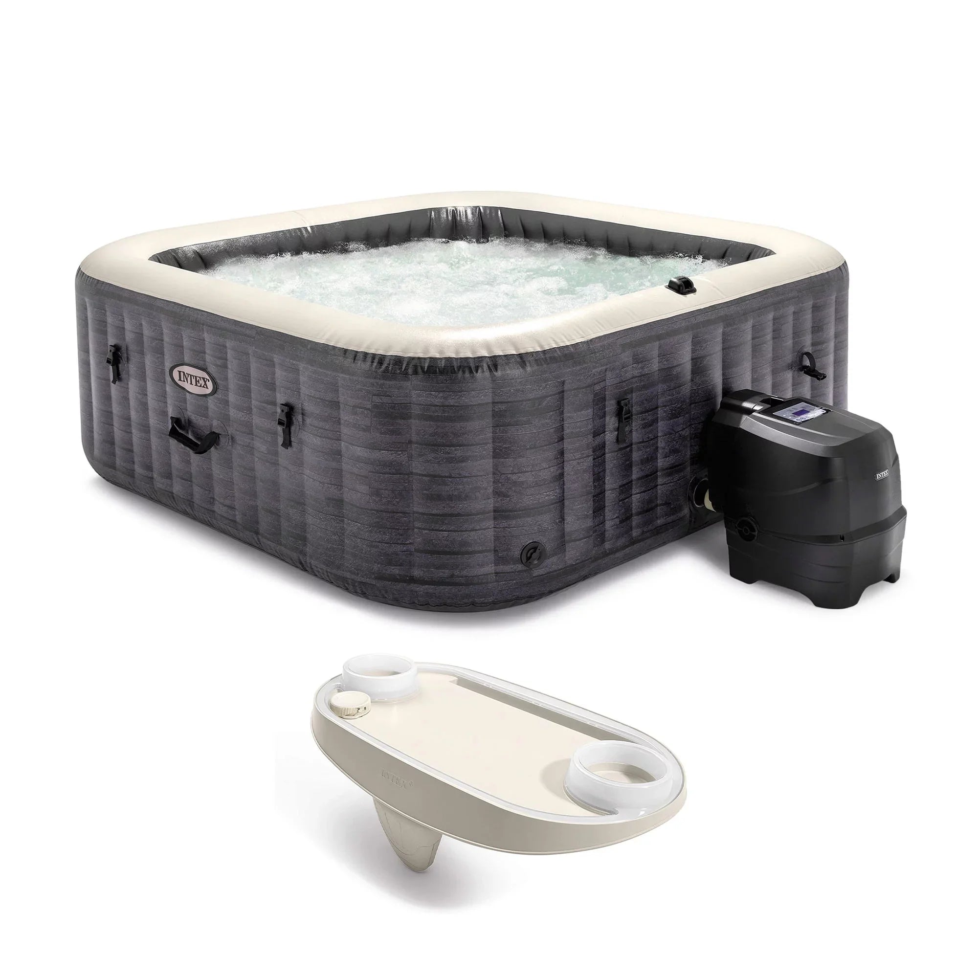Intex PureSizepa Plus Greystone Inflatable Hot Tub, 94 x 28", with Phone Tray