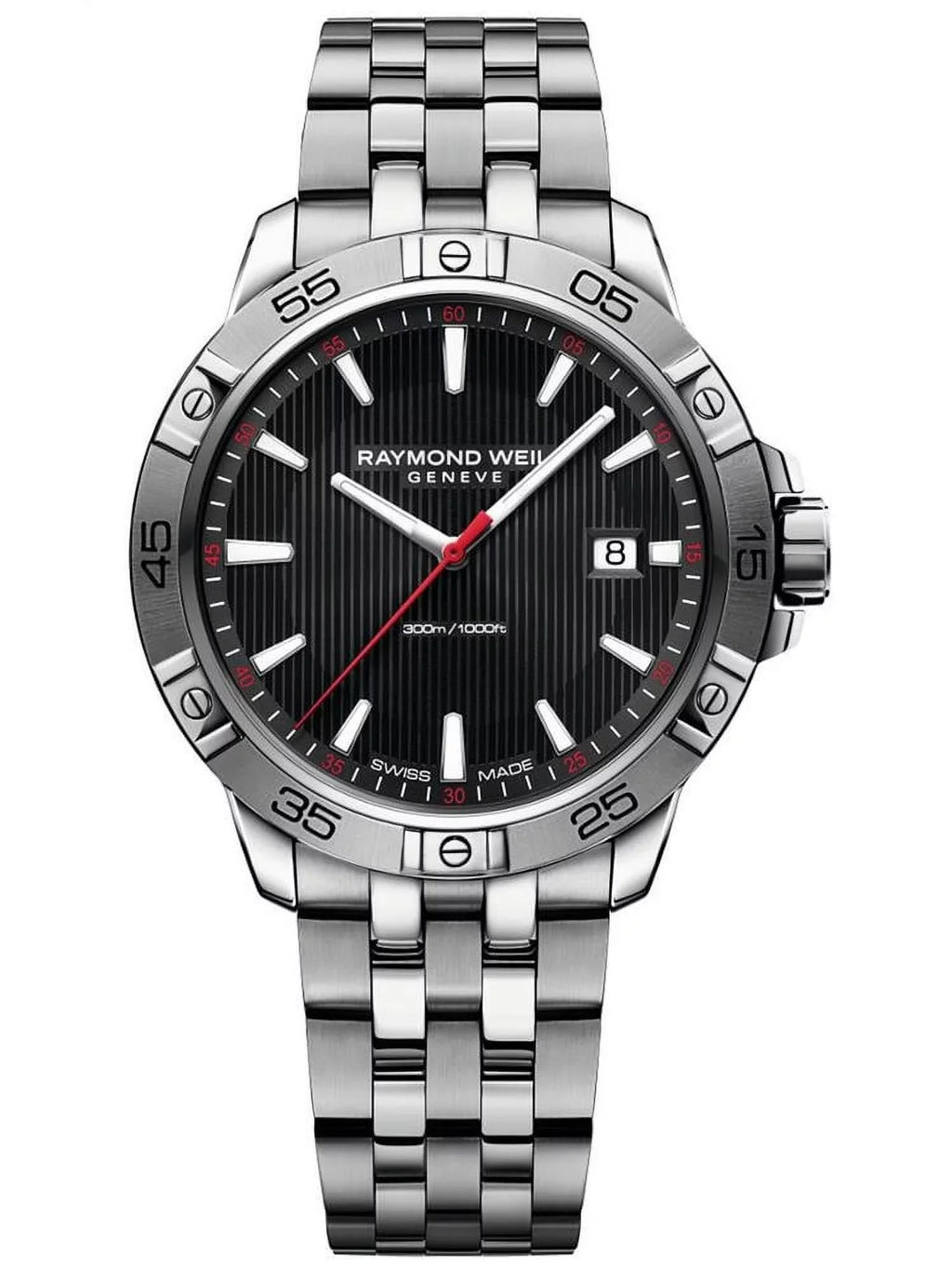 Raymond Weil Men's Tango 41mm Sizeteel Bracelet & Case Quartz Black Dial Analog Watch 8160-SizeT2-20001