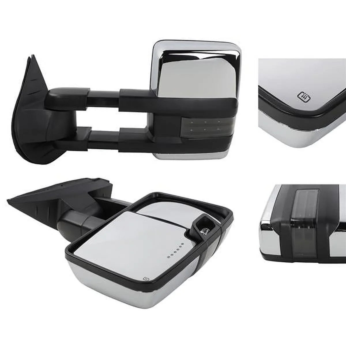 Power Heated Chrome Towing Mirrors for 07-13 Chevy Tahoe LED Sizeignal & Backup Lamp