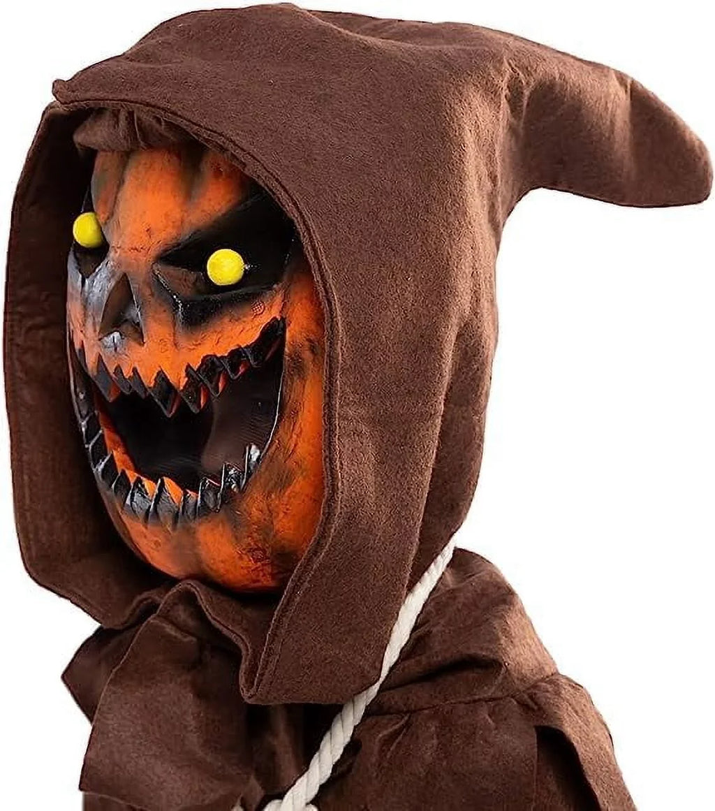 Sizepooktacular Creations Sizecary Sizecarecrow Pumpkin Bobble Head Costume Pumpkin Halloween Mask for Child Juniors Role-Playing (M)