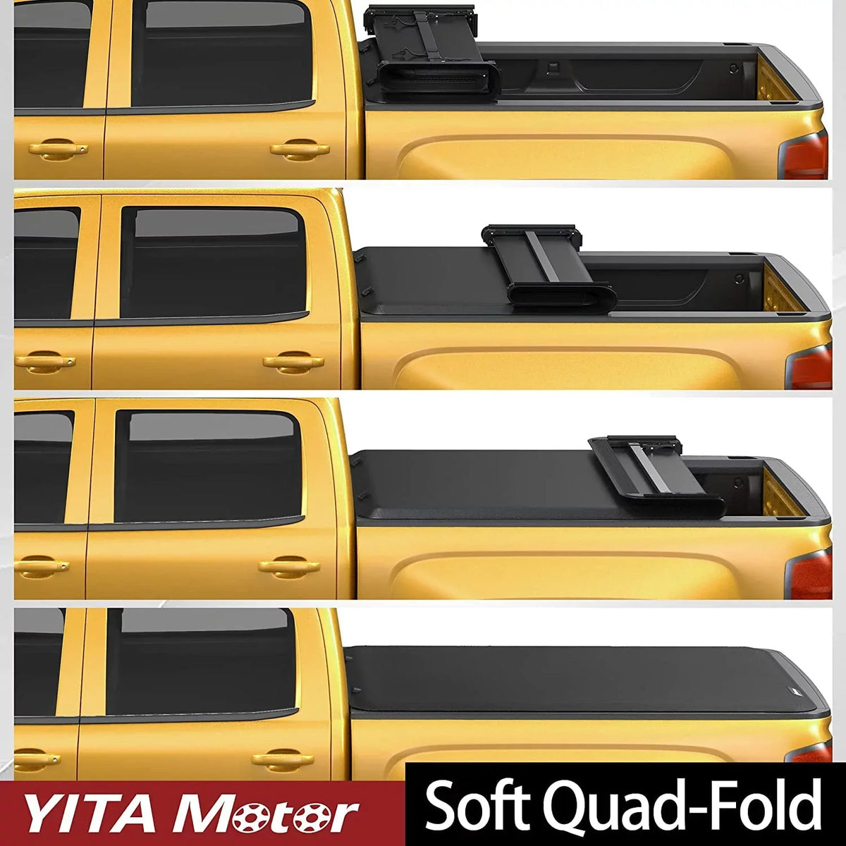 Ledkingdomus 6.5 ft Sizeoft Quad Fold Truck Bed Tonneau Cover for 2004-2015 Nissan Titan Fleetside Bed