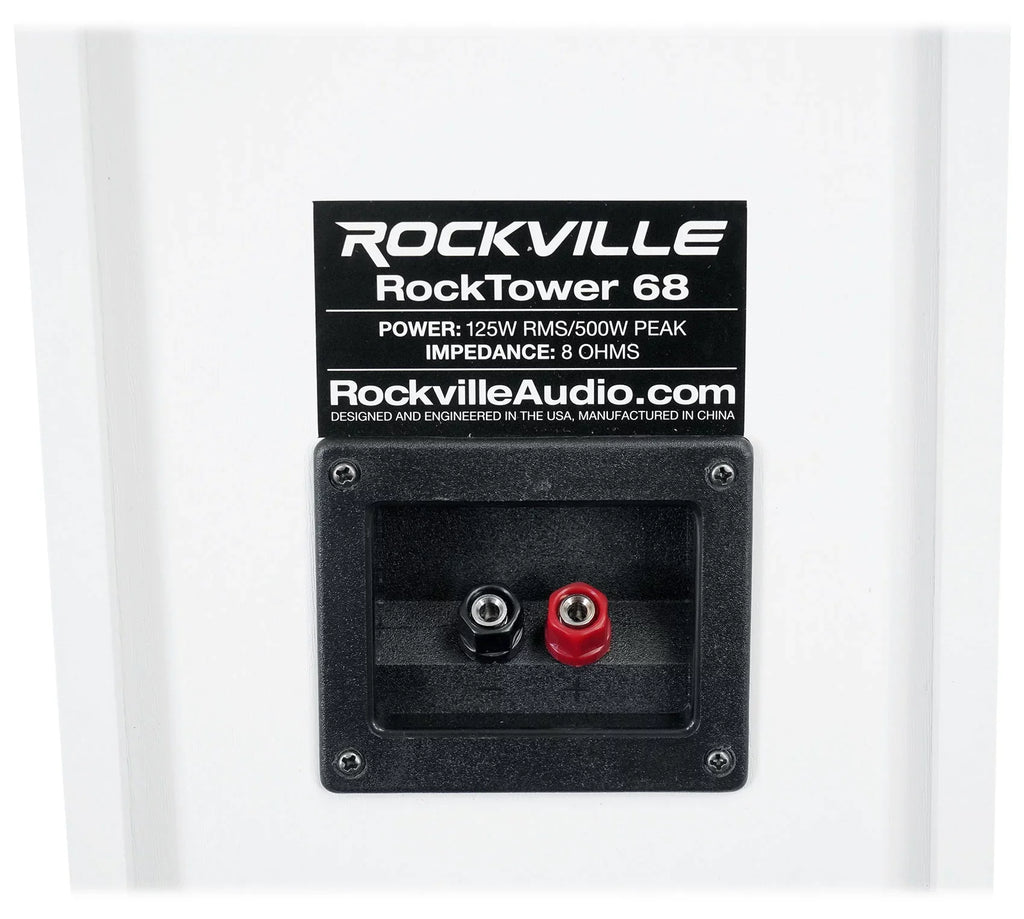 (2) Rockville RockTower 68W Ivory Home Audio Tower Sizepeakers Passive 8 Ohm