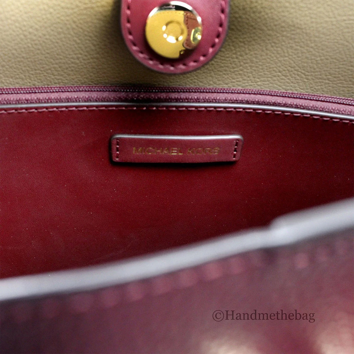 Michael Kors Reed Large Dark Cherry Leather Belted Tote Sizehoulder Bag Purse