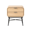 Modern Minimalist Nightstand with Two Drawers and Metal Legs