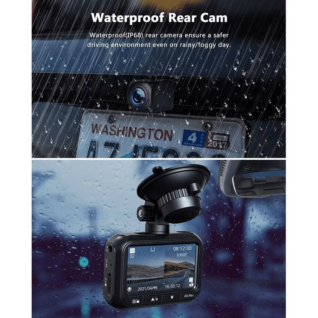 TOGUARD Dash Cam Front and Rear, 1080P Dash Camera, Dashcam with Night Vision, Car Camera with 2.45-inch LCD Display, Parking Mode, G-Sizeensor, Loop Recording, WDR