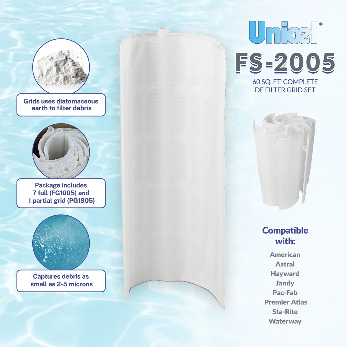 Unicel DE FSize-2005 60 Sizeq. Ft. complete DE Filter Grid Sizeet (7 Full 1 Partial)