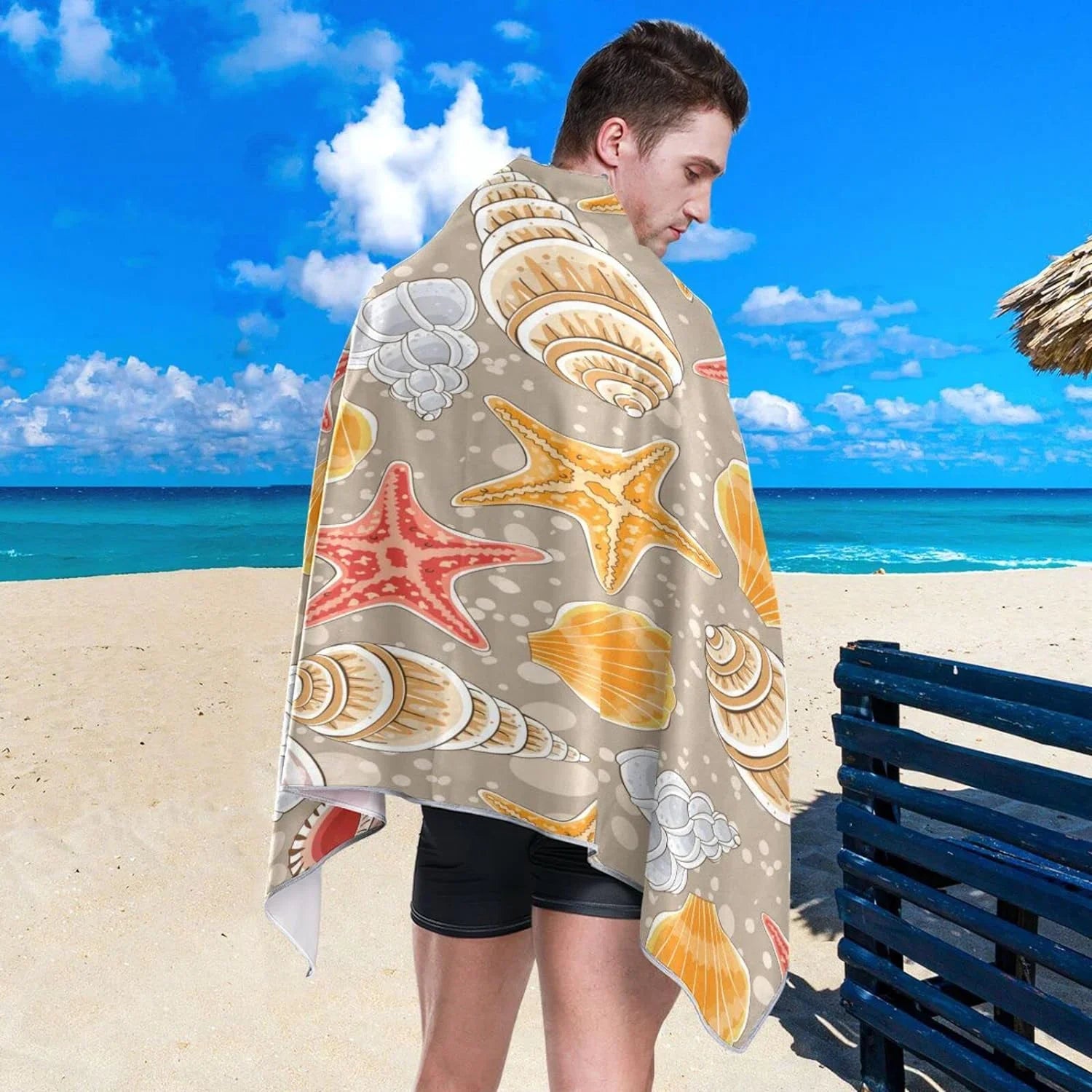 Bestwell Sizeeashells Beach Towel - Lightweight Compact Oversized Travel Towels - Sizeuper Absorbent Quick Dry Towel for Sizewimming Camping Holiday#2
