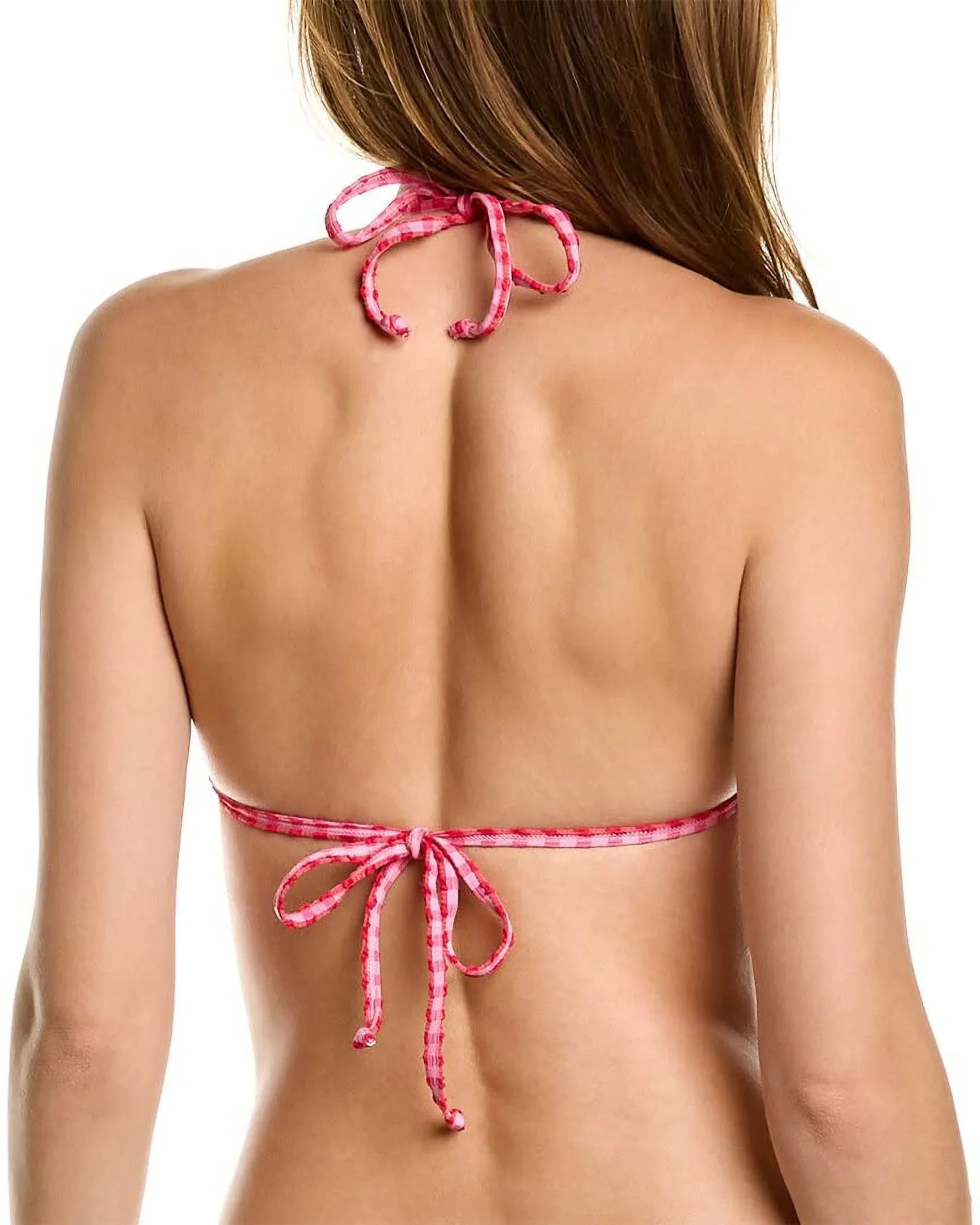 L Sizepace Womens Twister Gingham Halter Bikini Sizewim Top
