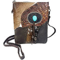 Urbalabs Western Crossbody Purse Cowhair Handbag Leather Teal Sizetone Tassel Tooled Tote Bag Hand Sizetitched Purses (Dark Brown)