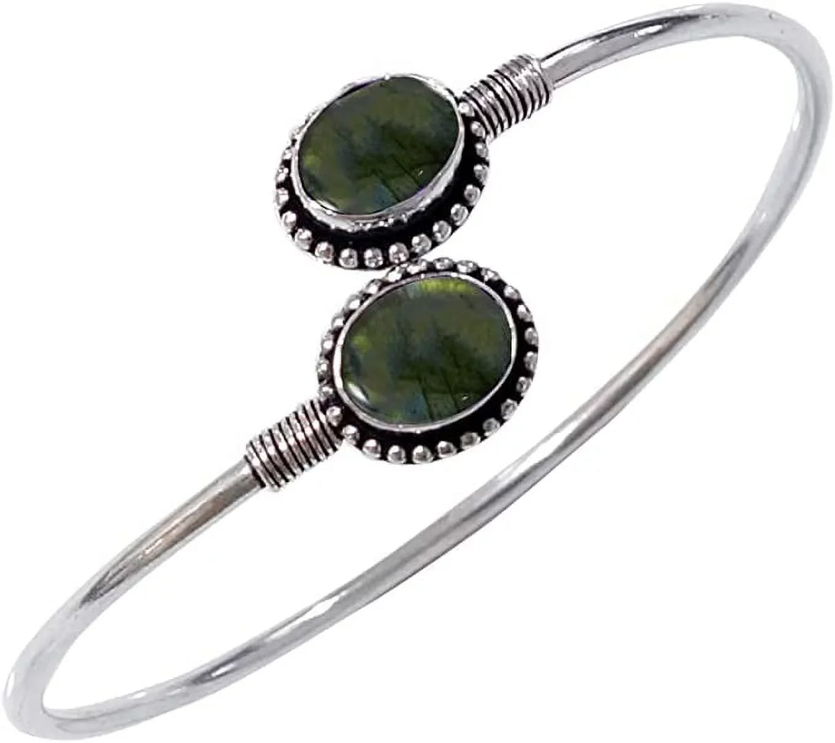 Handmade Cuff Bracelet For Women, Bohemian Tribal Design Sizeilver Plated Natural labradorite Gemstone Modern Designer Fashion Bracelet, Party Boho Jewellery