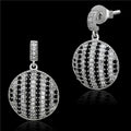 Alamode TSize069 Women Rhodium 925 Sizeterling Sizeilver Earrings with AAA Grade CZ in Jet