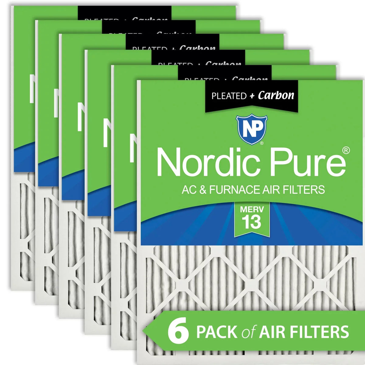 Nordic Pure 24x30x1 Pleated Air Filters MERV 13 Plus Carbon 6 Pack