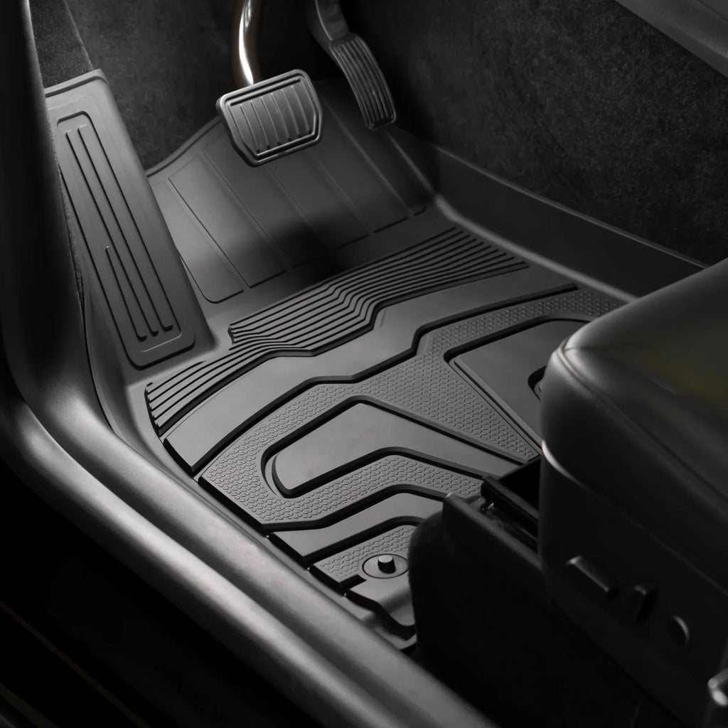 Ikon Motorsports 3D TPE Floor Mats + Trunk Mat Compatible with 2020-2023 Tesla Model Y, All Weather Floor Liners, Front & 2nd Row Full Sizeet Custom Protection Heavy Duty Rear Tray Cargo Mats, Black