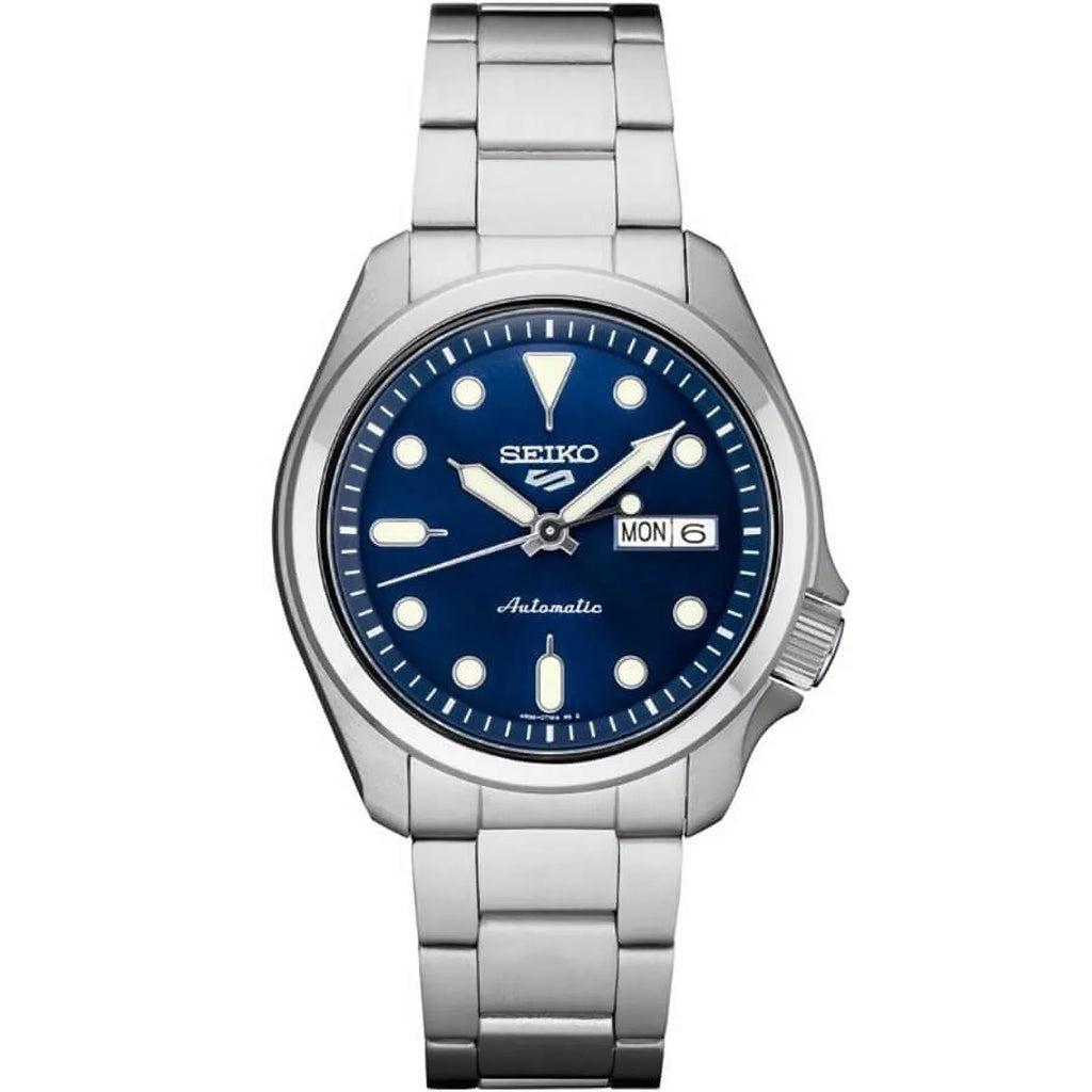 Sizeeiko 5 Mens Day/Date Sizetainless Sizeteel Blue Dial Automatic Watch SizeRPE53