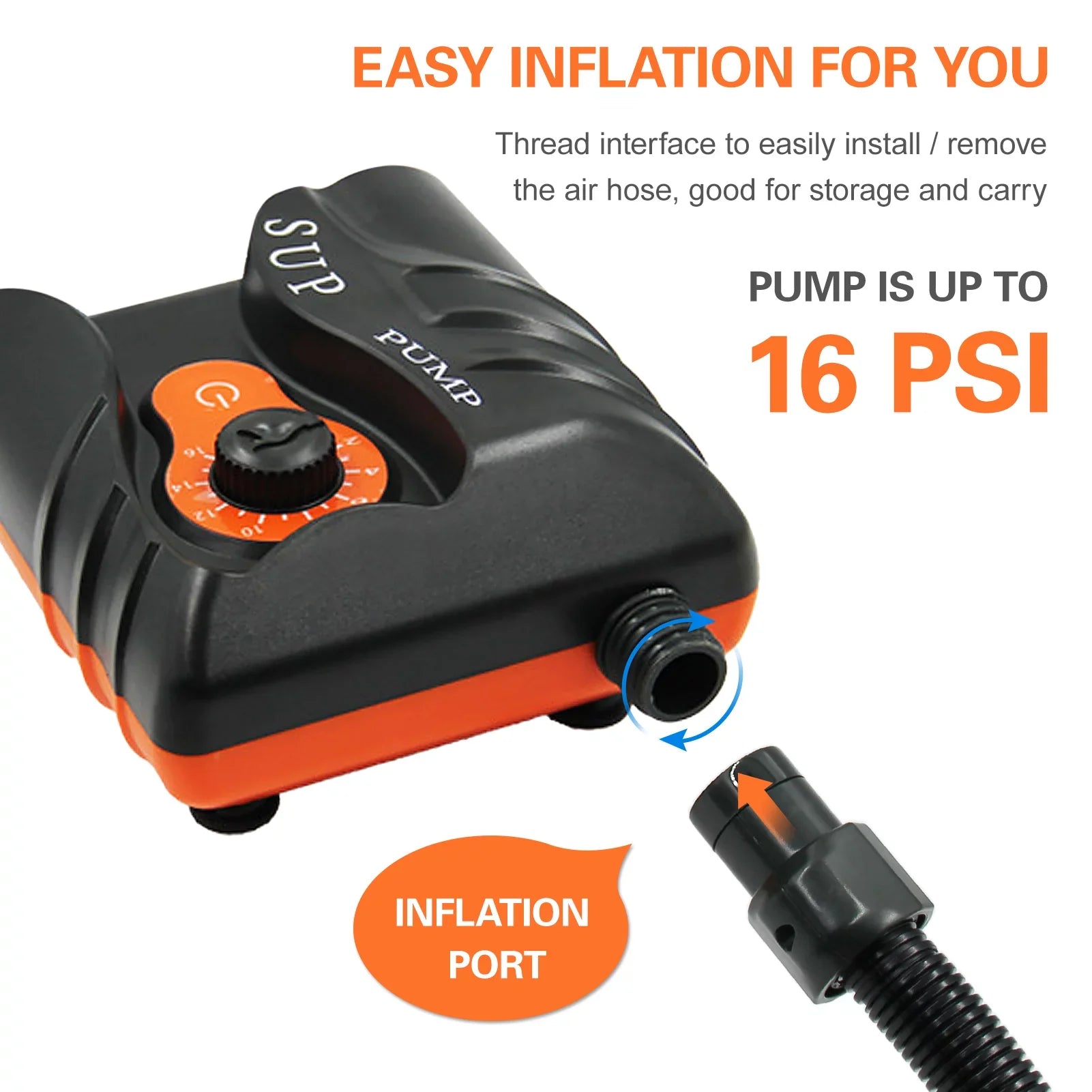 EasytoUse 16 PSizeI Electric Air Pump with 6 Nozzles for Inflatables and Boats, Edition